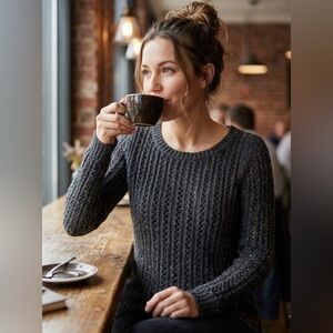 Ann Taylor Charcoal Knit Sweater-rayon, nylon and silk blend - size Medium